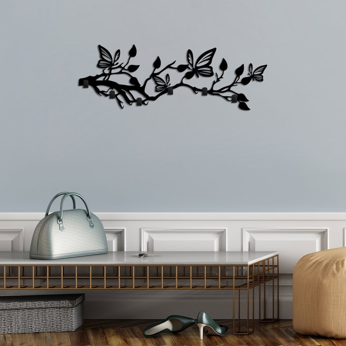 Wallity Butterfly World Gancho de Pared Metálico Negro